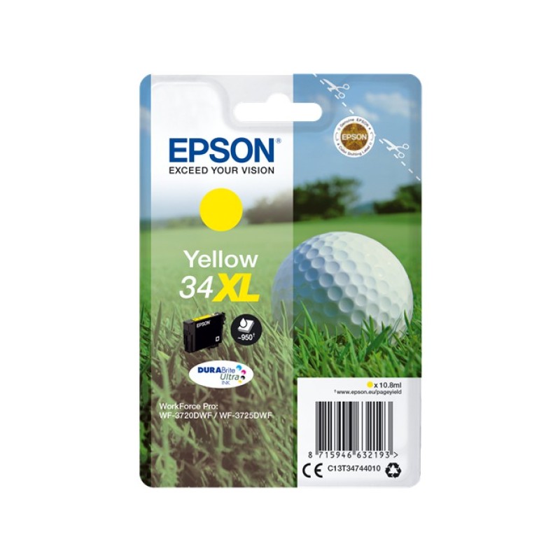 ORIGINAL Epson Cartuccia d'inchiostro giallo C13T34744010 34 XL ~950 Seiten 10,8ml