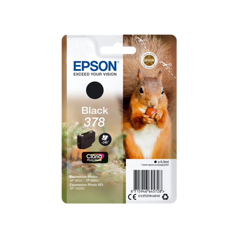 ORIGINAL Epson Cartuccia d'inchiostro nero C13T37814010 378 ~240 Seiten 5,5ml