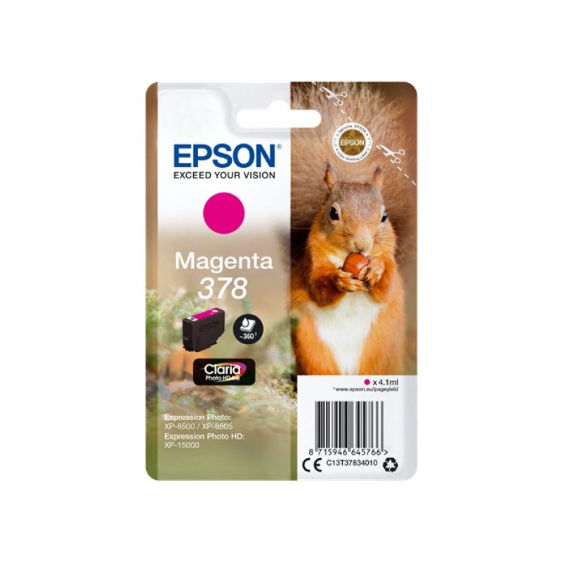 ORIGINAL Epson Cartuccia d'inchiostro magenta C13T37834010 378 ~360 Seiten 4,1ml