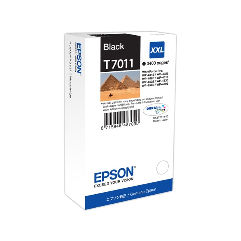 ORIGINAL Epson Cartuccia d'inchiostro nero C13T70114010 T7011 XXL ~3400 Seiten XXL