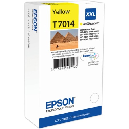 ORIGINAL Epson Cartuccia d'inchiostro giallo C13T70144010 T7014 XXL ~3400 Seiten XXL