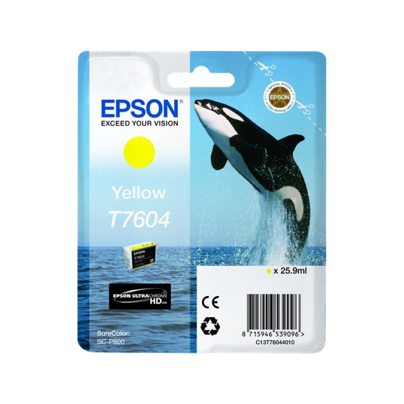 ORIGINAL Epson Cartuccia d'inchiostro giallo C13T76044010 T7604 25,9ml UltraChrome HD