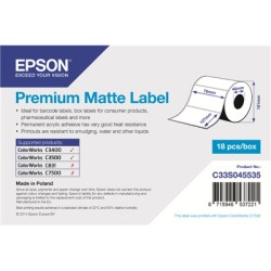 ORIGINAL Epson Etichette Bianco C33S045535 S045535 Premium Matte Label - Die-cut Roll: 76mm x 127mm, 265 labels