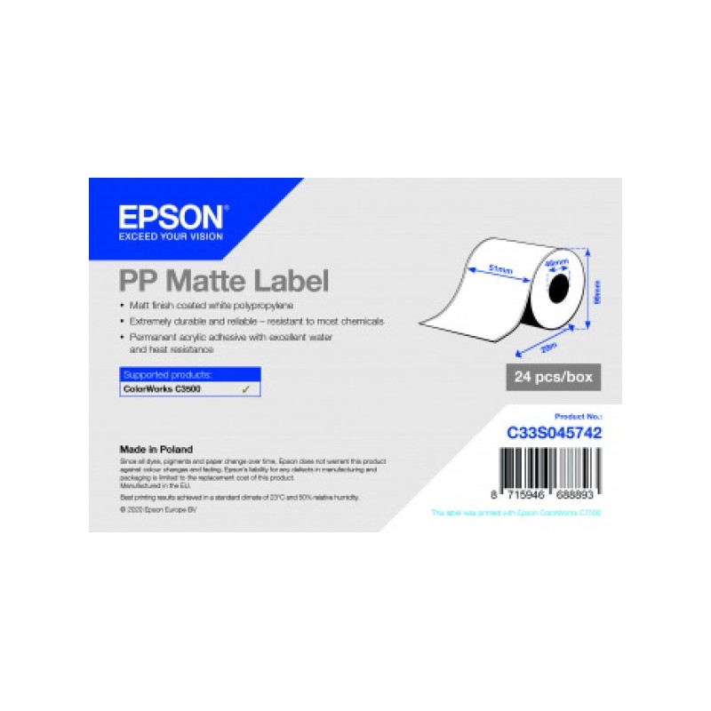 ORIGINAL Epson Etichette Bianco C33S045742 S045742