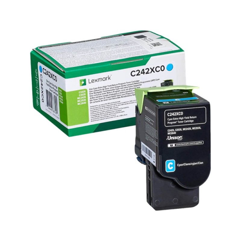 ORIGINAL Lexmark toner ciano C242XC0 C/MC2425/2535 ~3500 Seiten