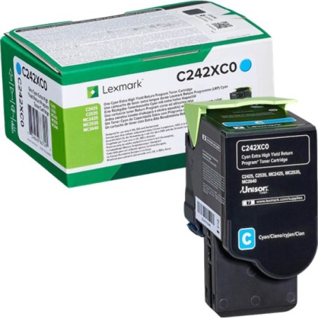ORIGINAL Lexmark toner ciano C242XC0 C/MC2425/2535 ~3500 Seiten