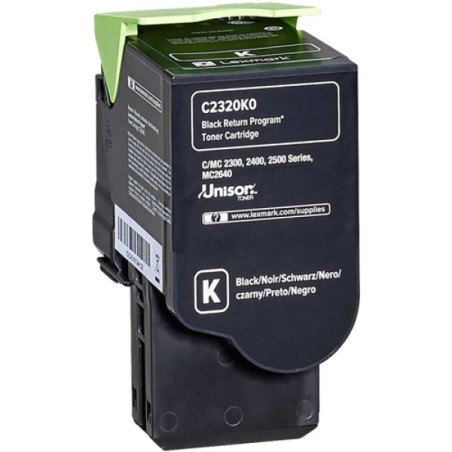 ORIGINAL Lexmark toner nero C2320K0 C/MC2325/2425/2535 ~1000 Seiten