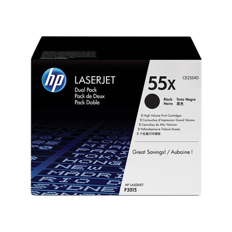 ORIGINAL HP Multipack nero CE255XD 55X Pacco doppio