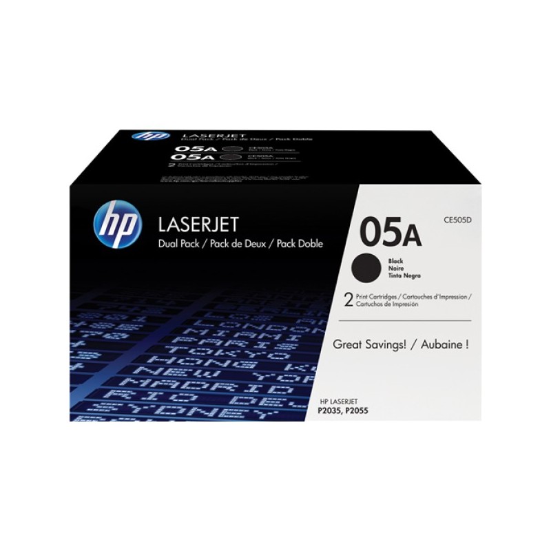 ORIGINAL HP Multipack nero CE505D 05A Confezione doppia da 2.300 pag. cad.
