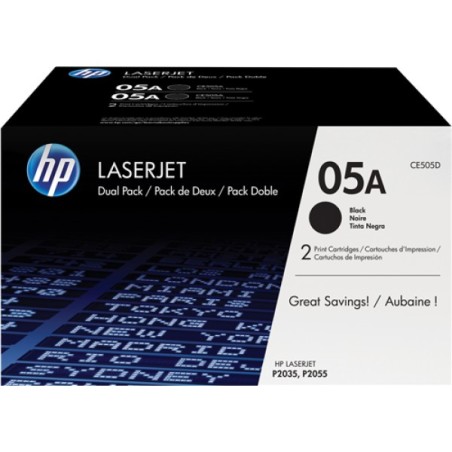 ORIGINAL HP Multipack nero CE505D 05A Confezione doppia da 2.300 pag. cad.
