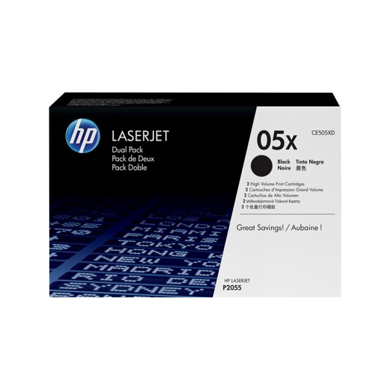 ORIGINAL HP Multipack nero CE505XD 05X pacco con 2 pezzi à 6.500 p.