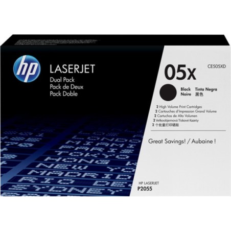 ORIGINAL HP Multipack nero CE505XD 05X pacco con 2 pezzi à 6.500 p.