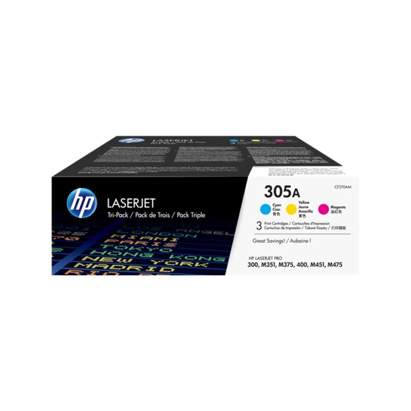 ORIGINAL HP Multipack ciano / magenta / giallo CF370AM 305A CE411A + CE412A + CE413A