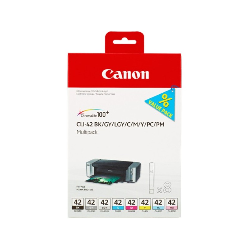 ORIGINAL Canon Multipack nero / ciano / magenta / giallo / Grigio / ciano (chiaro) / magenta (chiaro) / grigio (chiaro) CLI-42 6