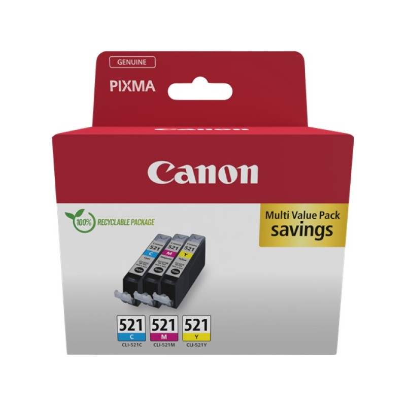 ORIGINAL Canon Multipack ciano / magenta / giallo CLI-521 2934B015