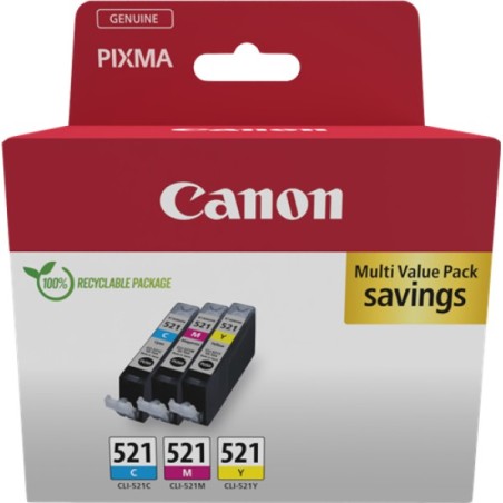 ORIGINAL Canon Multipack ciano / magenta / giallo CLI-521 2934B015