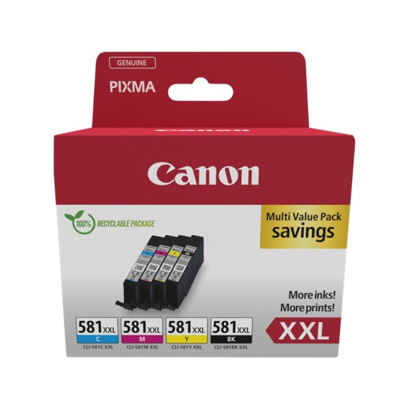 ORIGINAL Canon Multipack nero / ciano / magenta / giallo CLI-581 XXL 1998C007 ~8764 Seiten