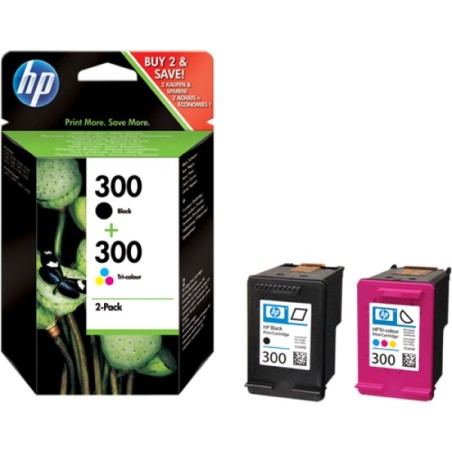 ORIGINAL HP Multipack nero / differenti colori CN637EE 300 2 cartucce d' inchiostro HP 300: CC640EE + CC643EE