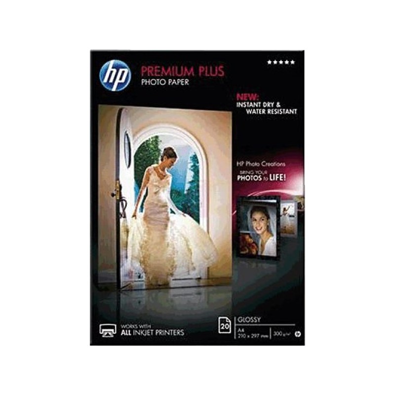 ORIGINAL HP Carta Bianco CR672A Premium Plus 20 fogli, DIN A4, premio più carta fotografica lucido