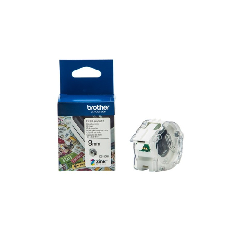ORIGINAL Brother Etichette Violetto / Bianco CZ-1001 9 mm Rotolo di etichette colorate 9 mm x 5 m, autoadesive
