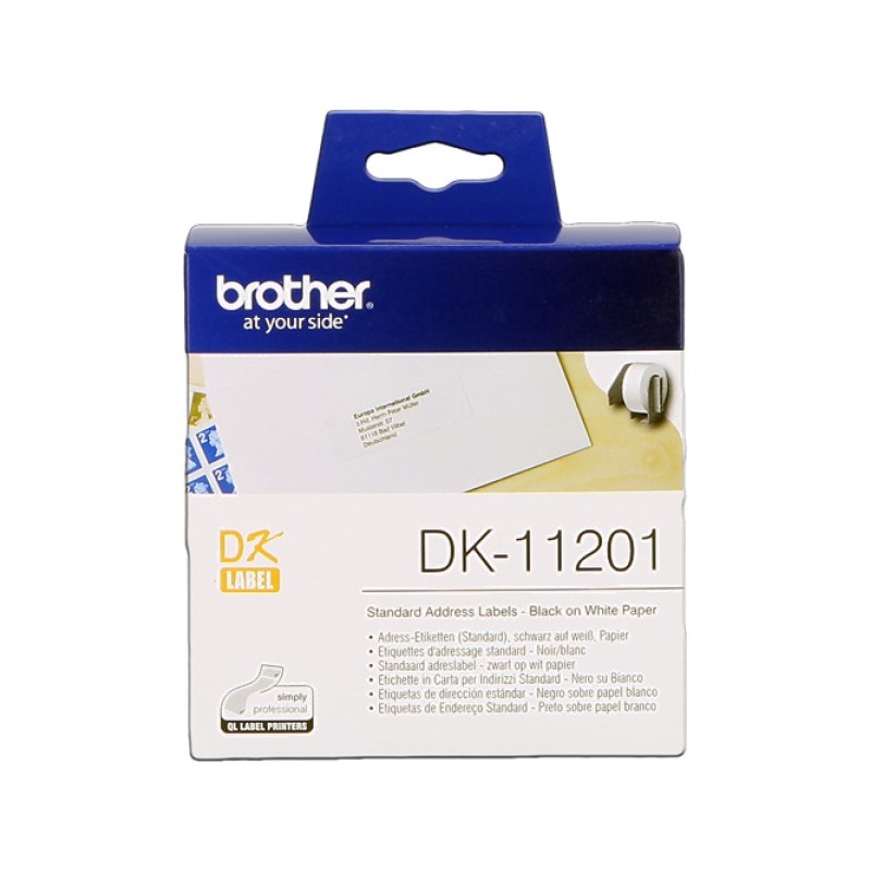 ORIGINAL Brother Etichette Nero su bianco DK-11201 etichette in carta per indirizzi, 29x90 mm bianco 400 et./ruolo