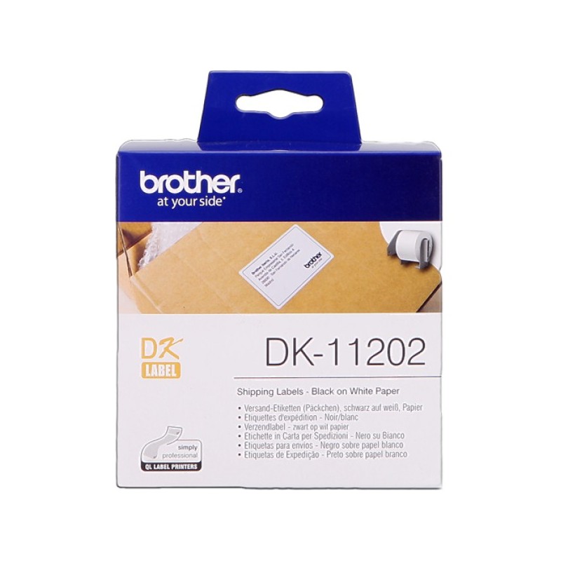ORIGINAL Brother Etichette Nero su bianco DK-11202 etichette di spedizione, 62x100mm bianco 300 et./ruolo