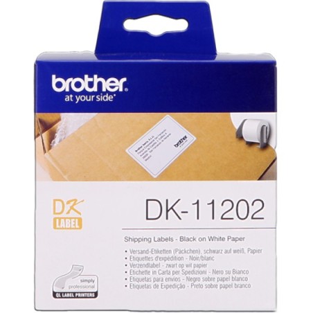 ORIGINAL Brother Etichette Nero su bianco DK-11202 etichette di spedizione, 62x100mm bianco 300 et./ruolo