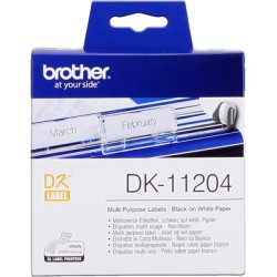 ORIGINAL Brother Etichette Nero su bianco DK-11204 etichette in carta multiuso, 17x54 mm bainco 400 et/ruolo