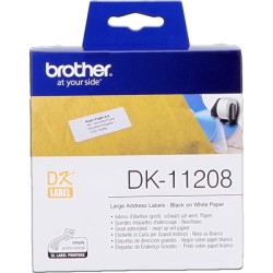 ORIGINAL Brother Etichette Nero su bianco DK-11208 etichette in carta per indirizzi, 38x90 mm bianco 400 et./ruolo