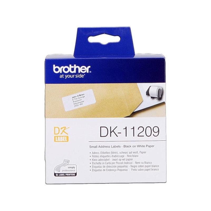 ORIGINAL Brother Etichette Nero su bianco DK-11209 etichette in carta per indirizzi, 29x62 mm bianco 800 et./ruolo