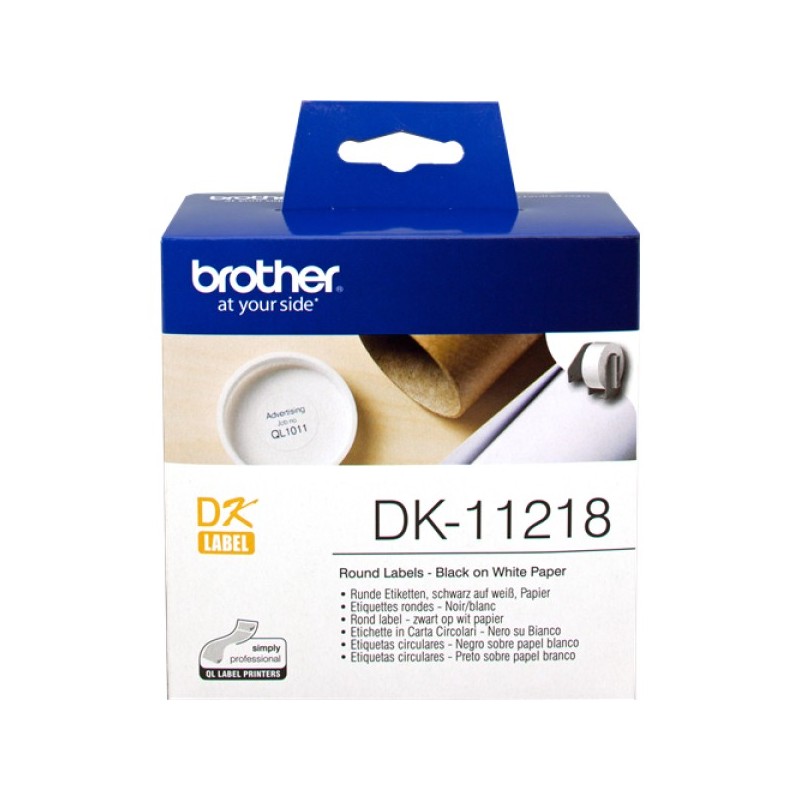 ORIGINAL Brother Etichette Nero su bianco DK-11218 etichetta rotonda, 24 mm bianco 1000 et./ruolo