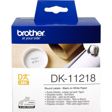 ORIGINAL Brother Etichette Nero su bianco DK-11218 etichetta rotonda, 24 mm bianco 1000 et./ruolo