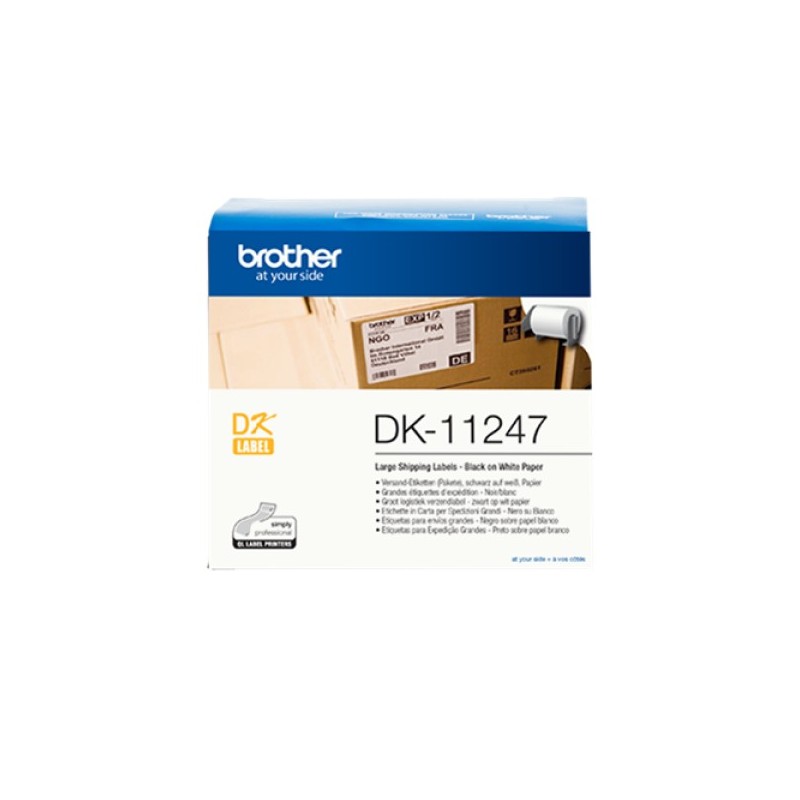 ORIGINAL Brother Etichette Nero su bianco DK-11247 Etichette , 103 x 164mm, bianche, 180 pezzi/rotolo