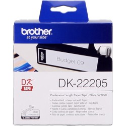 ORIGINAL Brother Etichette Nero su bianco DK-22205 etichetta a lunghezza continua, 62mm bianco 30,48m