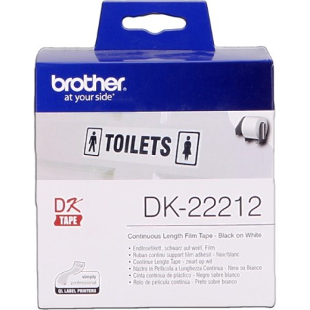 ORIGINAL Brother Etichette Nero su bianco DK-22212 etichetta a lunghezza continua, 62mm bianco 15,24m