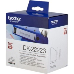 ORIGINAL Brother Etichette Nero su bianco DK-22223 etichetta a lunghezza continua, 50mm x 30, 48m bianca