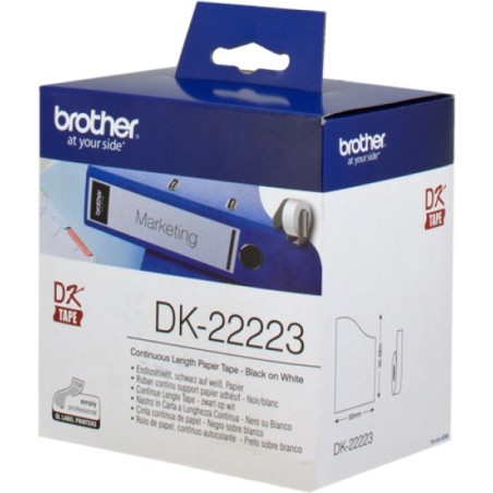 ORIGINAL Brother Etichette Nero su bianco DK-22223 etichetta a lunghezza continua, 50mm x 30, 48m bianca