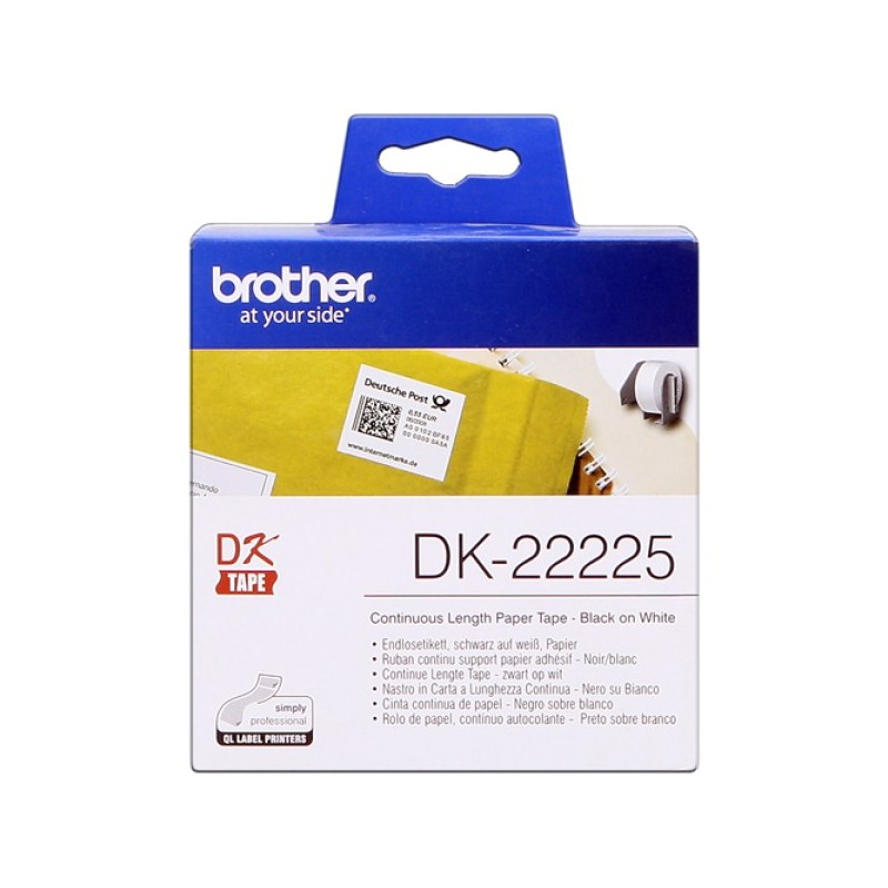 ORIGINAL Brother Etichette Nero su bianco DK-22225 etichetta a lunghezza continua, 38mm x 30,48m