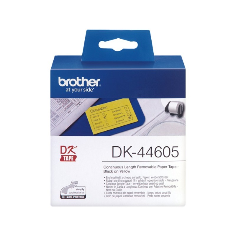 ORIGINAL Brother Etichette Nero su giallo DK-44605