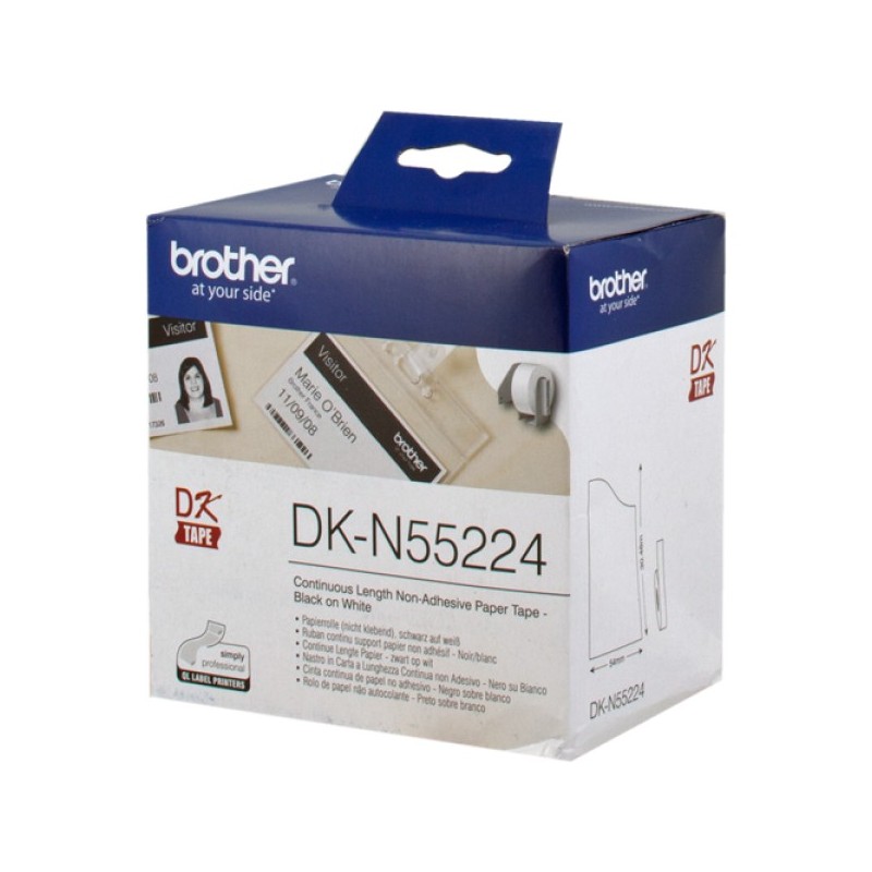 ORIGINAL Brother Etichette Bianco DK-N55224 DK-Tape Nastro, non adesivo, 54mm x 30,48m bianco