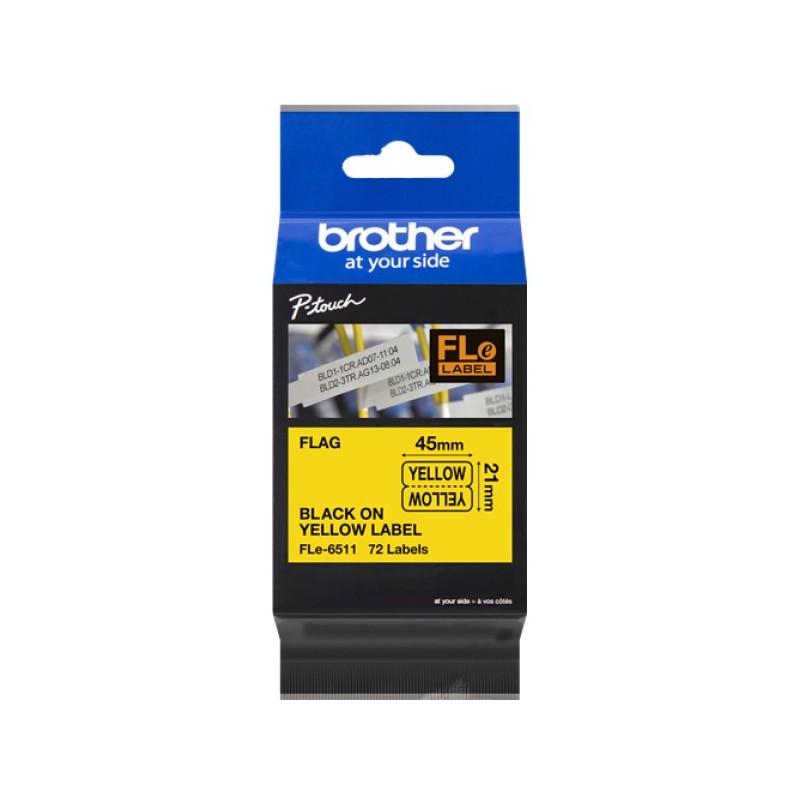 ORIGINAL Brother Etichette Nero su giallo FLe-6511
