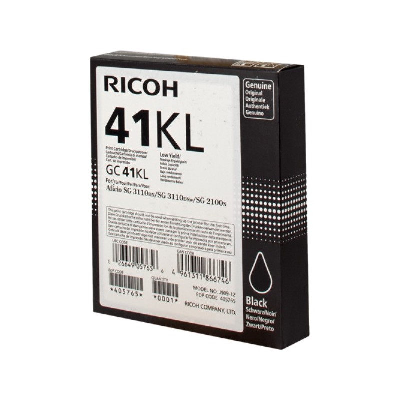 ORIGINAL Ricoh cartuccia gelo nero GC41BKL 405765 ~600 Seiten