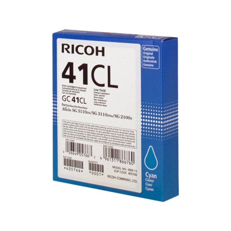 ORIGINAL Ricoh cartuccia gelo ciano GC41CL 405766 ~600 Seiten