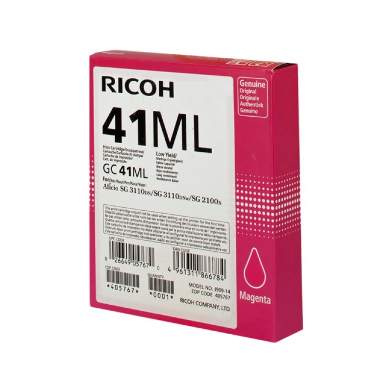ORIGINAL Ricoh cartuccia gelo magenta GC41ML 405767 ~600 Seiten