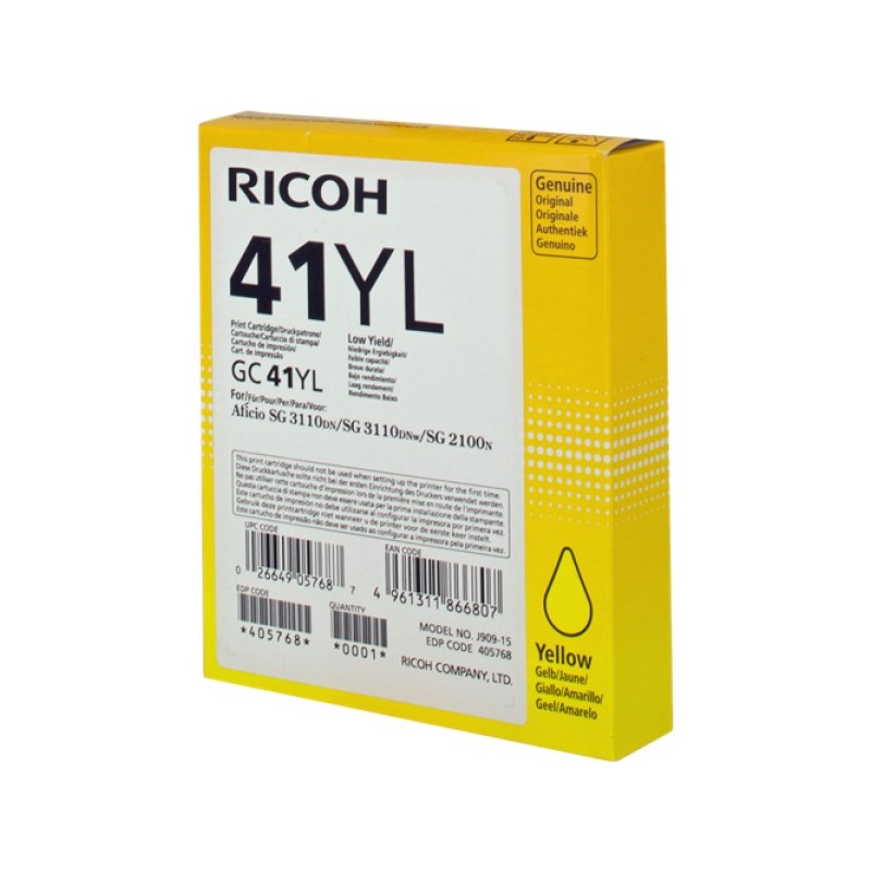 ORIGINAL Ricoh cartuccia gelo giallo GC41YL 405768 ~600 Seiten
