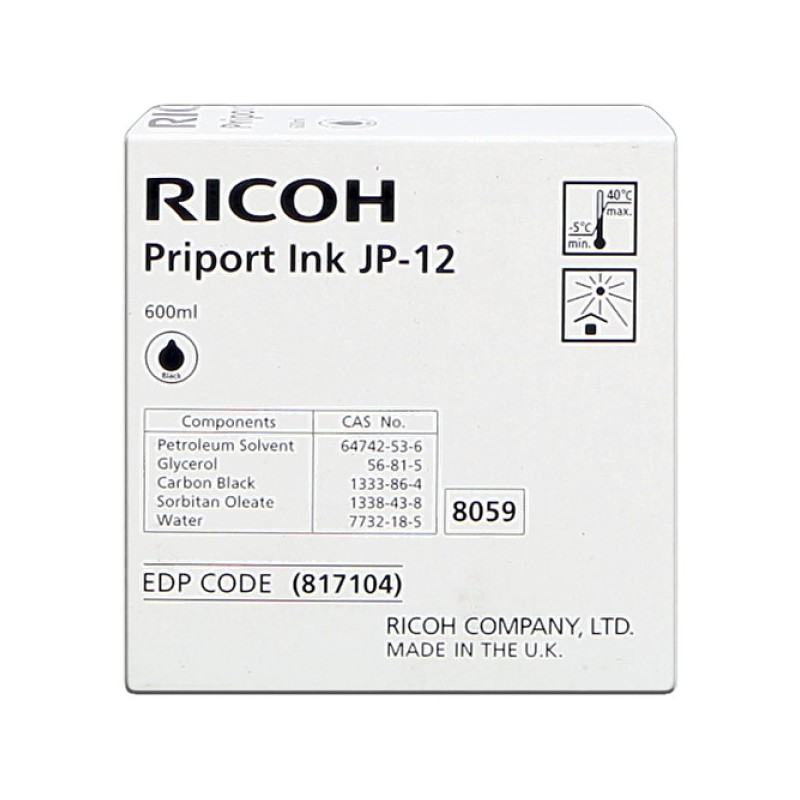 ORIGINAL Ricoh Cartuccia d'inchiostro nero JP12 (5-Pack) 817104 600ml