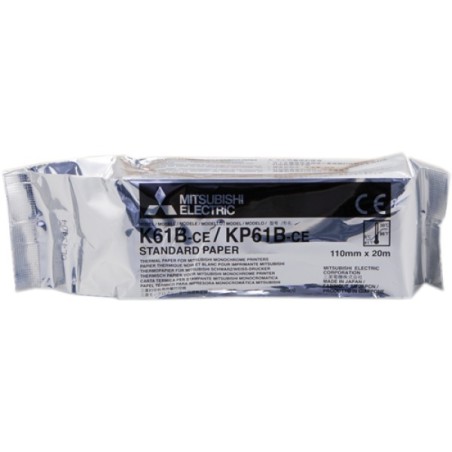ORIGINAL Mitsubishi Carta Bianco K61B KP61B-CE Carta termica, Bobina, 110mm x 20m