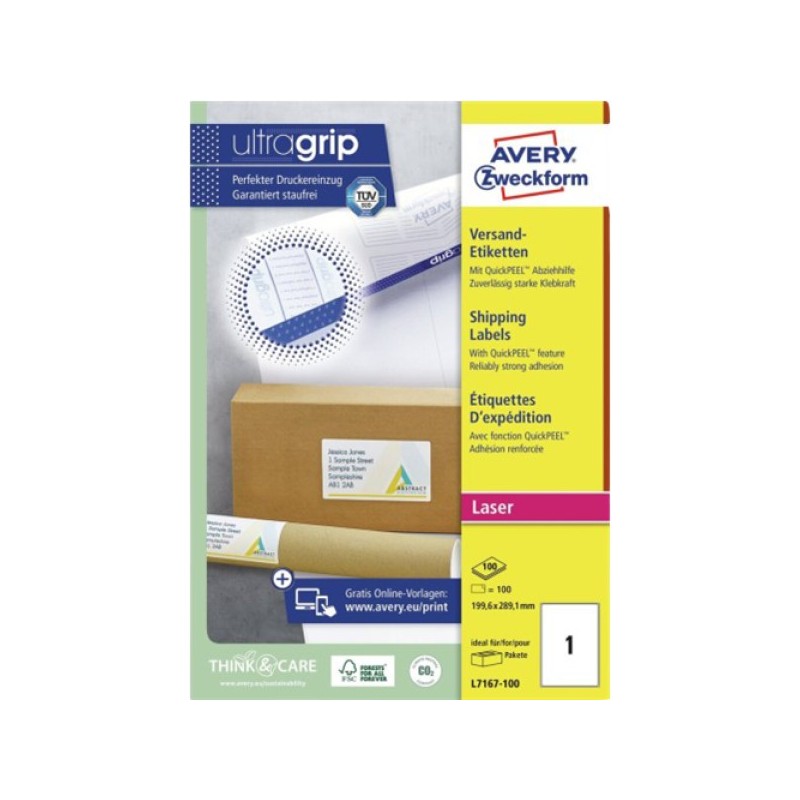 ORIGINAL AVERY Zweckform Etichette Bianco L7167-100 Versandetiketten Etichette BlockOut per spedizioni, Laser/Inkjet/Laser a col