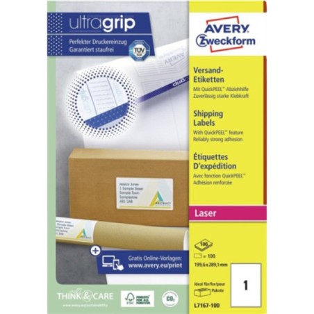 ORIGINAL AVERY Zweckform Etichette Bianco L7167-100 Versandetiketten Etichette BlockOut per spedizioni, Laser/Inkjet/Laser a col