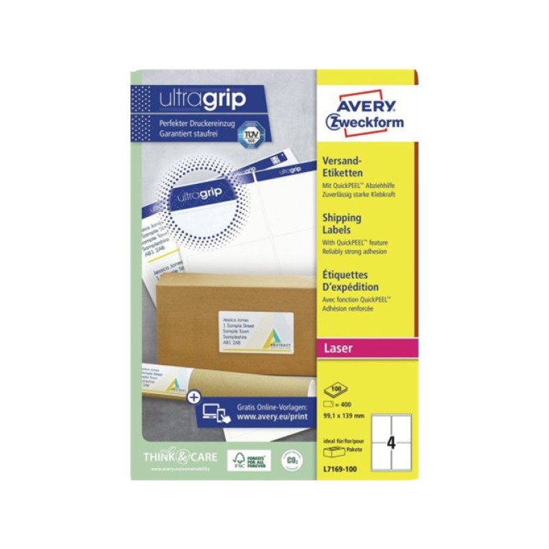ORIGINAL AVERY Zweckform Etichette Bianco L7169-100 Versandetiketten Etichette BlockOut per spedizioni, Laser/Inkjet/Laser a col
